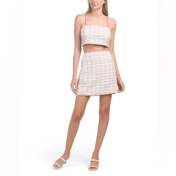NWT House of Harlow 1960 Tweed Crop Top and Mini Skirt Set - Picture 2 of 12